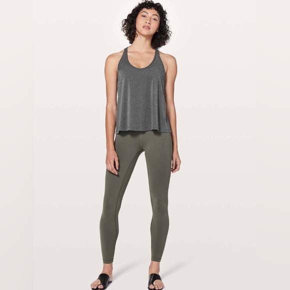 LULULEMON Love Knot Lattice Tank Top Workout Shirt Heathered Black Gray Crochet - Picture 6 of 12